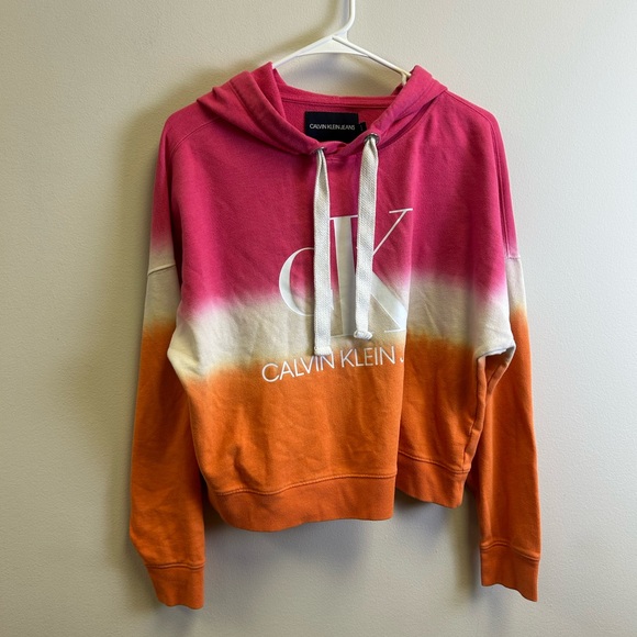 Calvin Klein Jeans Tops - Calvin Klein Jeans Ombre Hoodie in Pink and Orange